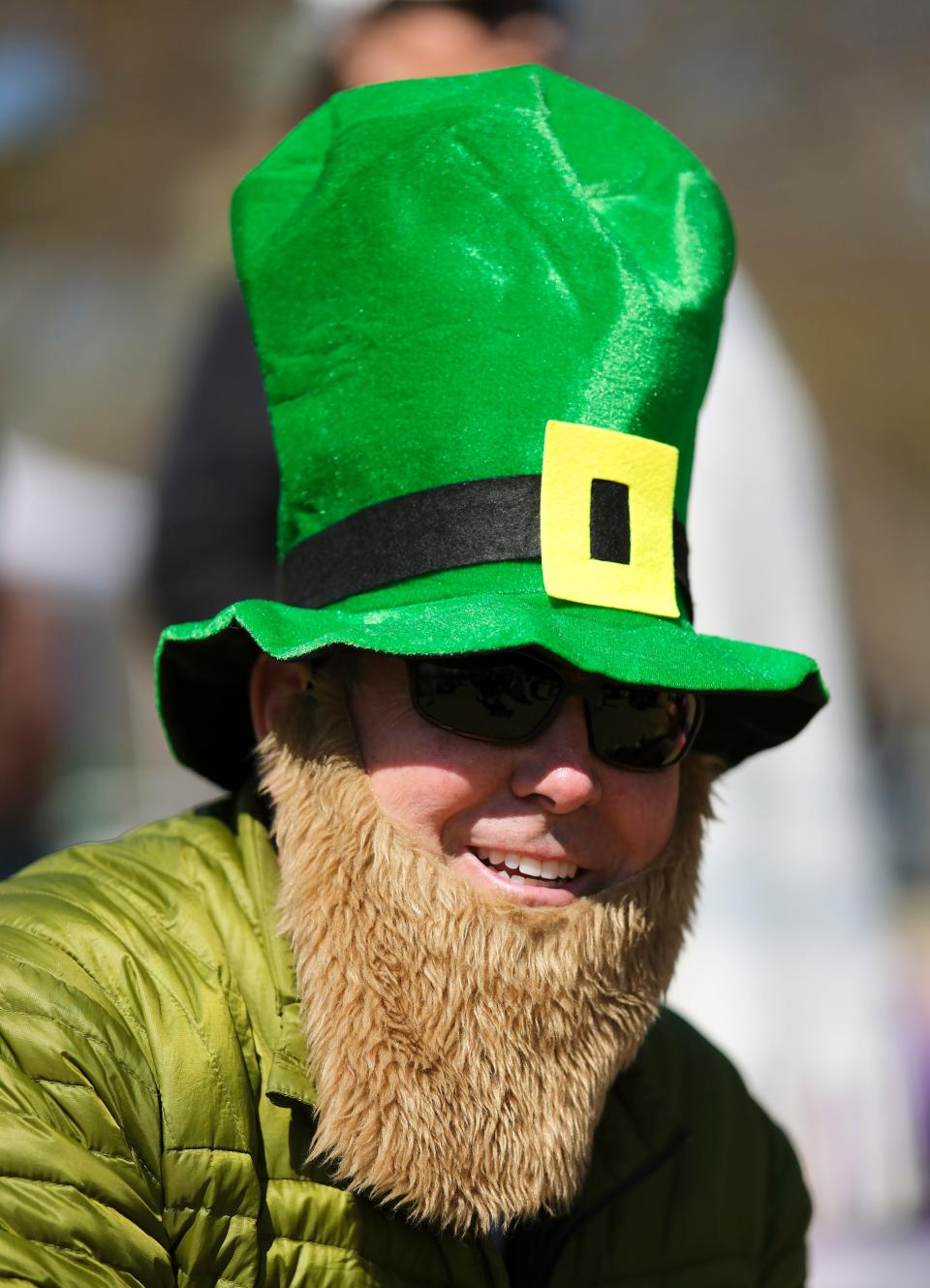 Vincent Lapping, of Edmond, sports a hat and beard to celebrate St. Patrick's Day on Friday, March 17, 2023, during ShamROCK the Gardens on the Great Lawn of the Myriad Botanical Gardens.