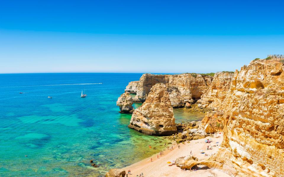 A view of a Praia da Marinha in Portimao, Algarve region, Portugal