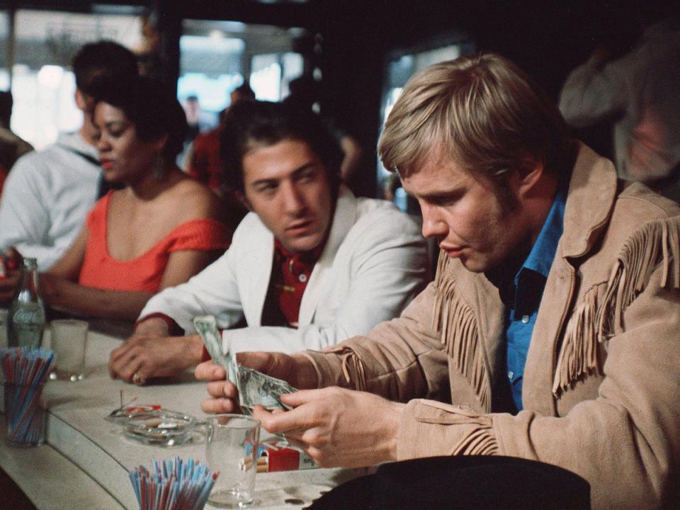 31. Midnight Cowboy (1969): Midnight Cowboy – the first X-rated film to win the Oscar for Best Picture – took original material and pre-existing songs to complement the theme of a naïve cowboy/wannabe sex worker trying to survive in a big city, and the juxtaposition between Jon Voight’s character Joe Buck and dying con artist “Ratso” (Dustin Hoffman). Fred Neil's song “Everybody's Talkin'”, which underscores the first act, won the Grammy Award for Best Contemporary Vocal Performance, Male (for Harry Nilsson). (Rex Features)