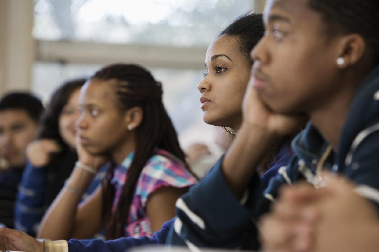 Philadelphia's public high schools face a trade-off between emphasizing academic and technical skills. <a href="https://www.gettyimages.com/detail/photo/students-listening-in-classroom-royalty-free-image/103056206" rel="nofollow noopener" target="_blank" data-ylk="slk:Hill Street Studios/DigitalVision Collection via Getty Images;elm:context_link;itc:0;sec:content-canvas" class="link ">Hill Street Studios/DigitalVision Collection via Getty Images</a>