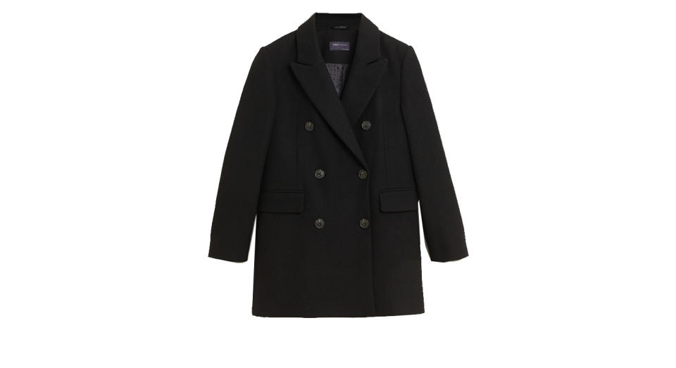 Double Breasted Blazer Coat with Wool