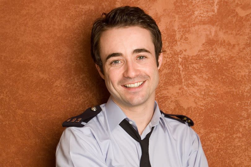 Joe McFadden being fitted in his uniform for Heartbeat police drama