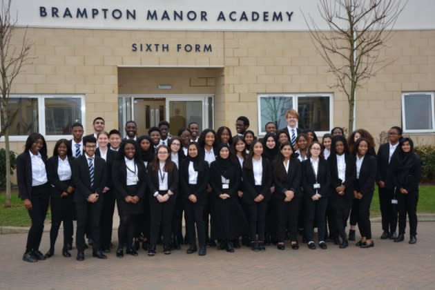 The Brampton Manor Academy pupils who have received offers from Oxford and Cambridge universities (Sam Dobin)