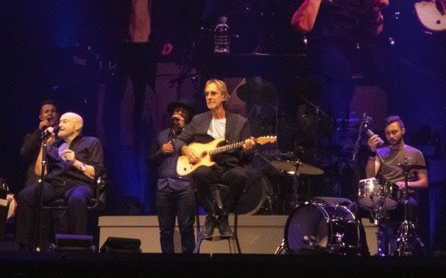 Collins with Mike Rutherford and his son, Nicholas, on drums - COVER IMAGES