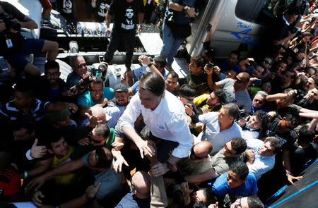 Presidential candidate Jair Bolsonaro attends a rally in Taguatinga near Brasilia, Brazil September 5, 2018. REUTERS/Adriano Machado
