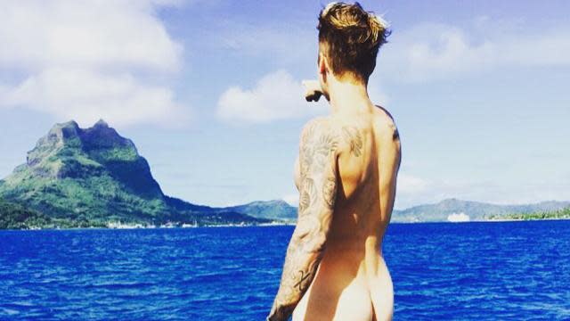 Justin Bieber is having a great time on vacation, if the pictures on his Instagram are any indication. The singer stripped down to show off his, um, assets on a boat Monday, captioning the pic with a simple "Look." <strong>PICS: Hollywood's Sexiest Shirtless Men</strong> And "look," the Beliebers did, liking the photo more than 600,000 times and posting nearly 200,000 comments in less than an hour. "OMG can I like this 1,000 times?" wrote one fan, while others just went with a string of emphatic emoji. "OMG��������������������������������������������" Keep doing you, Biebs. <strong>WATCH: Justin Bieber's 'Where Are U Now' Video Calls Out Selena Gomez</strong>