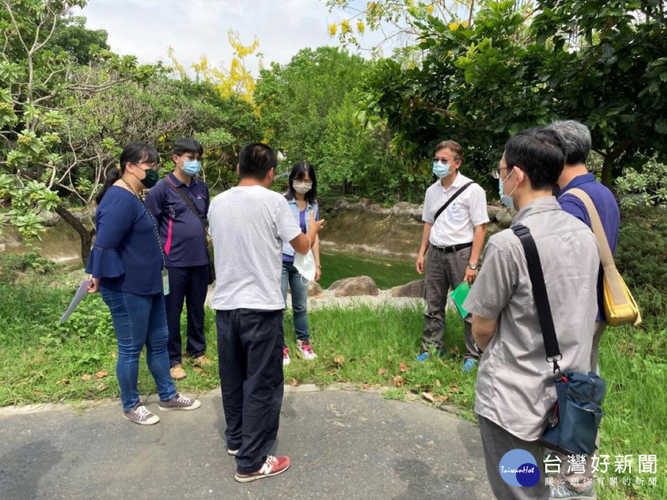 經濟部水利署第三河川分署巴氏銀鮈域外庇護池研商會勘（林業保育署南投分署提供）