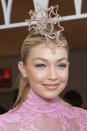 <p>Is it crazy? Yes. But we love a crazy accessory, especially when the occasion calls for it. Hadid wore hers to the Emirates Marquee on Melbourne Cup Day<span> race in 2014. </span></p>