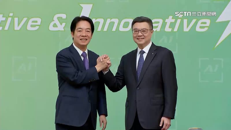 準總統賴清德（左）宣布，民進黨前主席卓榮泰（右）擔任行政院長。