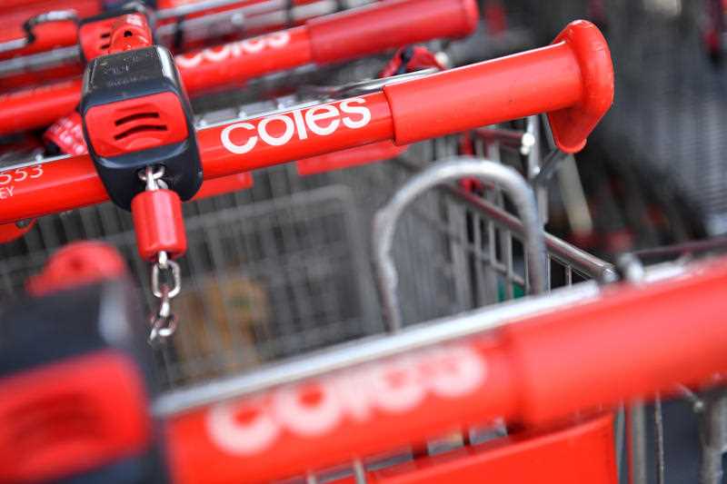 Coles trolleys are pictured.