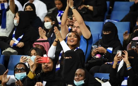 Women are now allowed to attend football matches in Saudi Arabia - Credit: FAYEZ NURELDINE/AFP/Getty Images