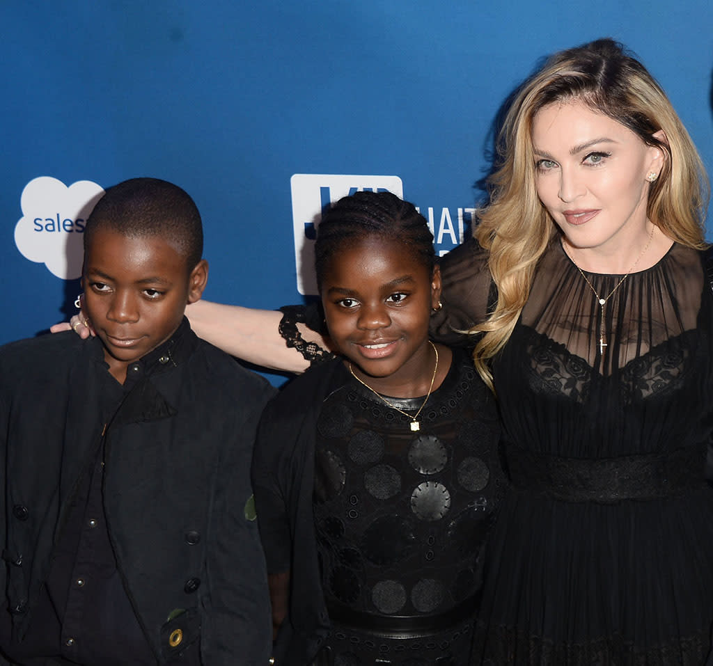 Madonna with the two children, David and Mercy, that she adopted from Malawi. (Photo: Getty Image)