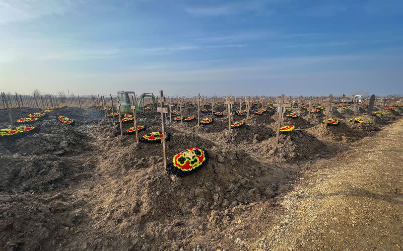 Graves of Russian Wagner Russian mercenary group fighters in Krasnodar region