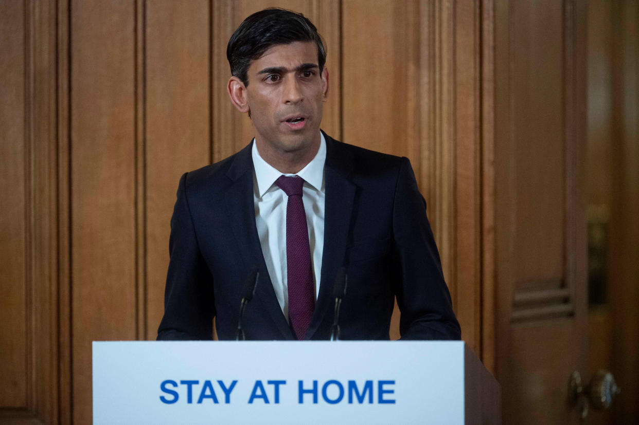 Britain's Chancellor of the Exchequer Rishi Sunak attends a news conference on the ongoing situation with the coronavirus disease (COVID-19) in London, Britain March 20, 2020.  Julian Simmonds/Pool via REUTERS