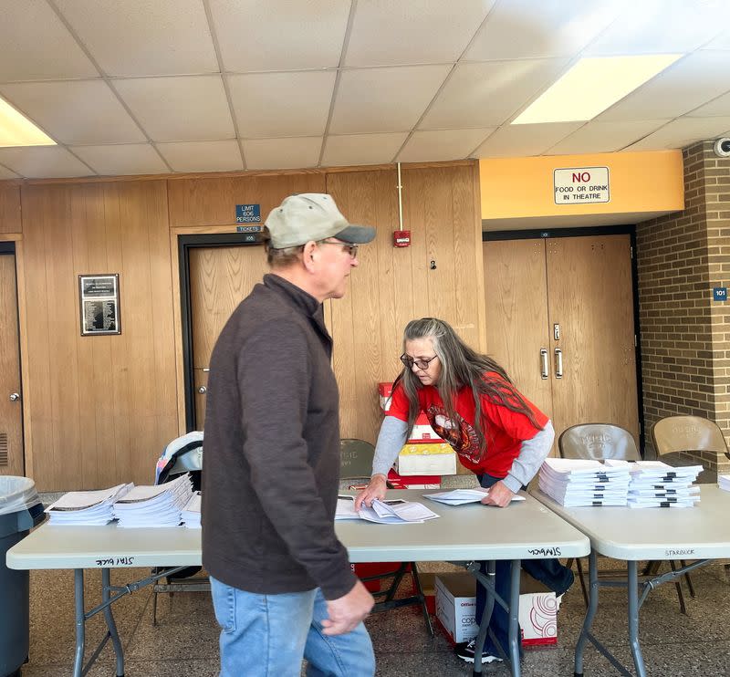 Local union members of United Auto Workers (UAW) arrive at Starbuck Middle School to vote on CNH Industrial latest contract offer in Racine