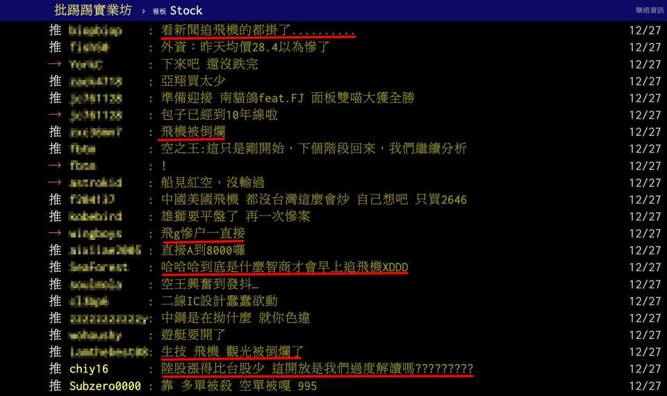 航空雙雄開高走低成為今日社群熱議話題（圖／翻攝自PTT）