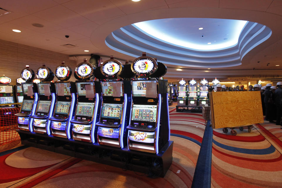 Gaming machines are seen during construction at the Valley Forge Casino Resort on Tuesday, Feb. 28, 2012, in Valley Forge. The scheduled public opening is set for March 31. (AP Photo/Matt Rourke)