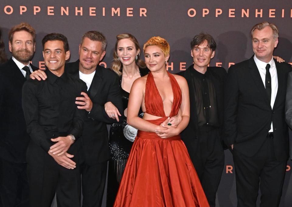 Kenneth Branagh, Rami Malek, Matt Damon, Emily Blunt, Florence Pugh, Cillian Murphy and Christopher Nolan attend UK Premiere of 