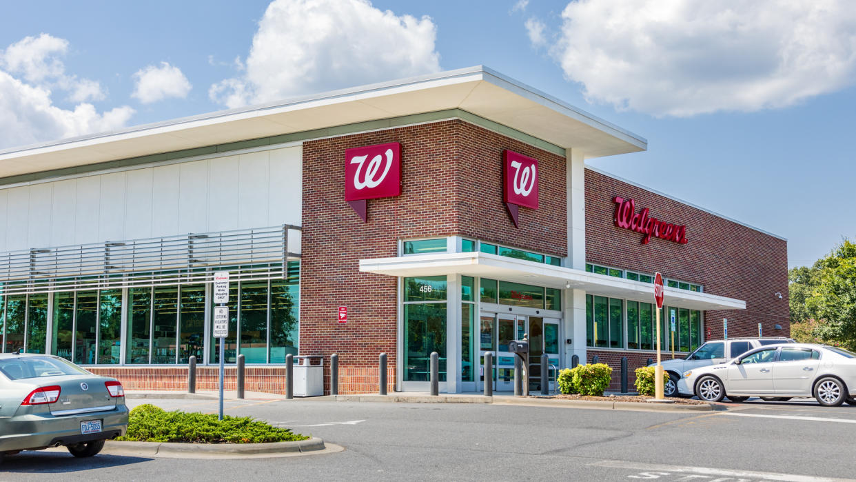 Shelby, NC, USA-9 August 2019:  A Walgreens Pharmacy, building and parking lot.