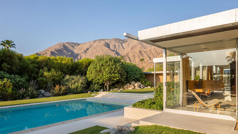 The Kaufmann House abuts the hills in Palm Springs. - Credit: Photo: Daniel Solomon/Vista Sotheby's International Realty