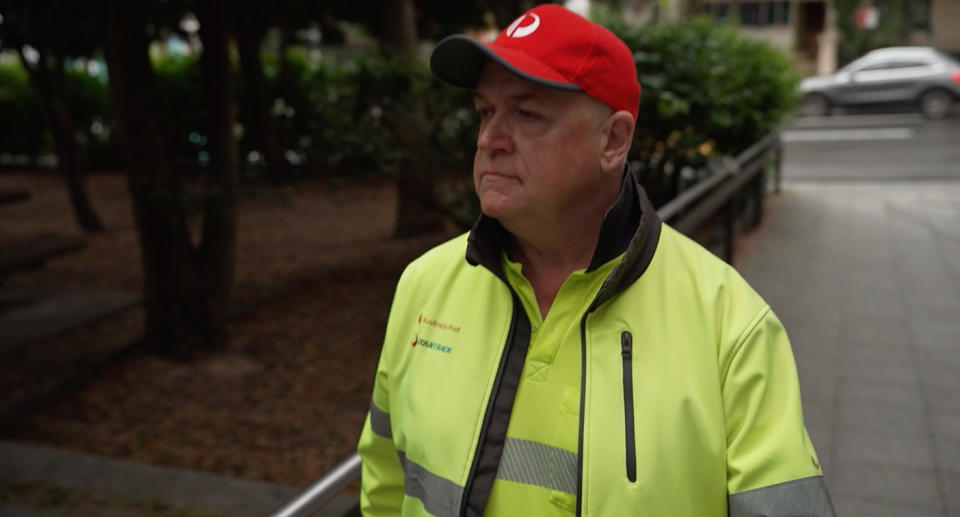 Postie Geoff Turner who was bitten by a dog.