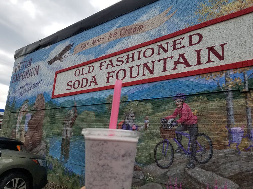 Huckleberry Milkshake with Oreos, Victor Emporium, Victor, Idaho