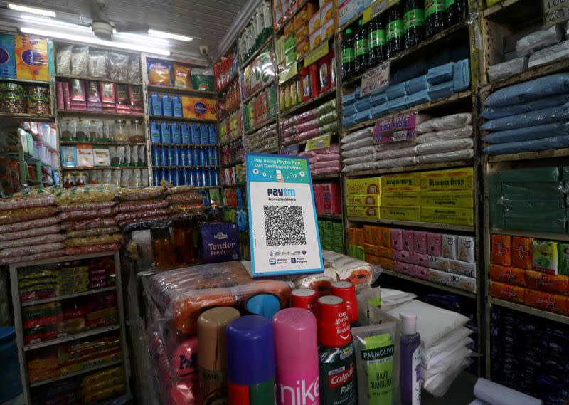 FILE PHOTO: Paytm QR code is seen at a grocery shop in Mumbai