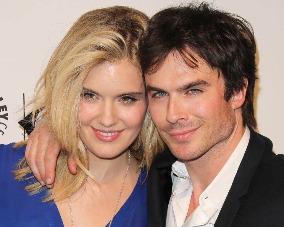 Ian Somerhalder with his arm around Maggie Grace