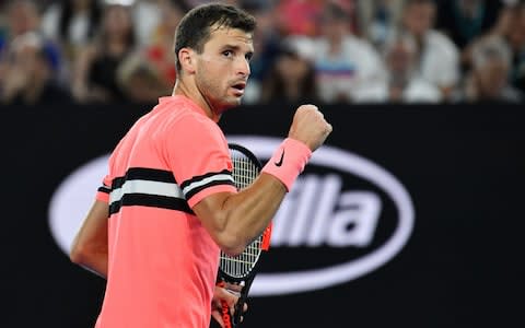 Bulgaria's Grigor Dimitrov gestures against Australia's Nick Kyrgios - Credit: Getty