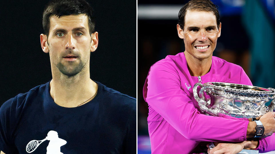 Novak Djokovic and Rafa Nadal, pictured here at the Australian Open.