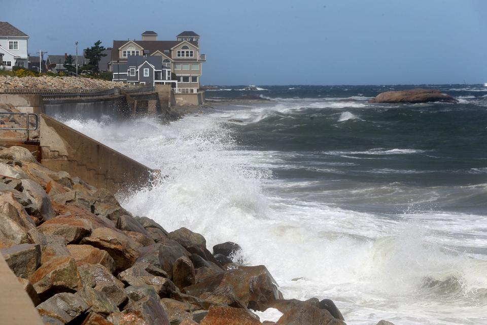 AccuWeather stated this week that the northeast could have a very active hurricane season as a result of the predicted summer heat. In this photo, waves crash into the shore along the coast of Minot Beach in Scituate at high tide as the early front of Hurricane Lee brings strong winds to the area last year.