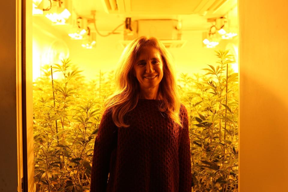 Lee Stowell stands in front of a grow room at Grassroots Vermont in Brandon on April 13, 2023.