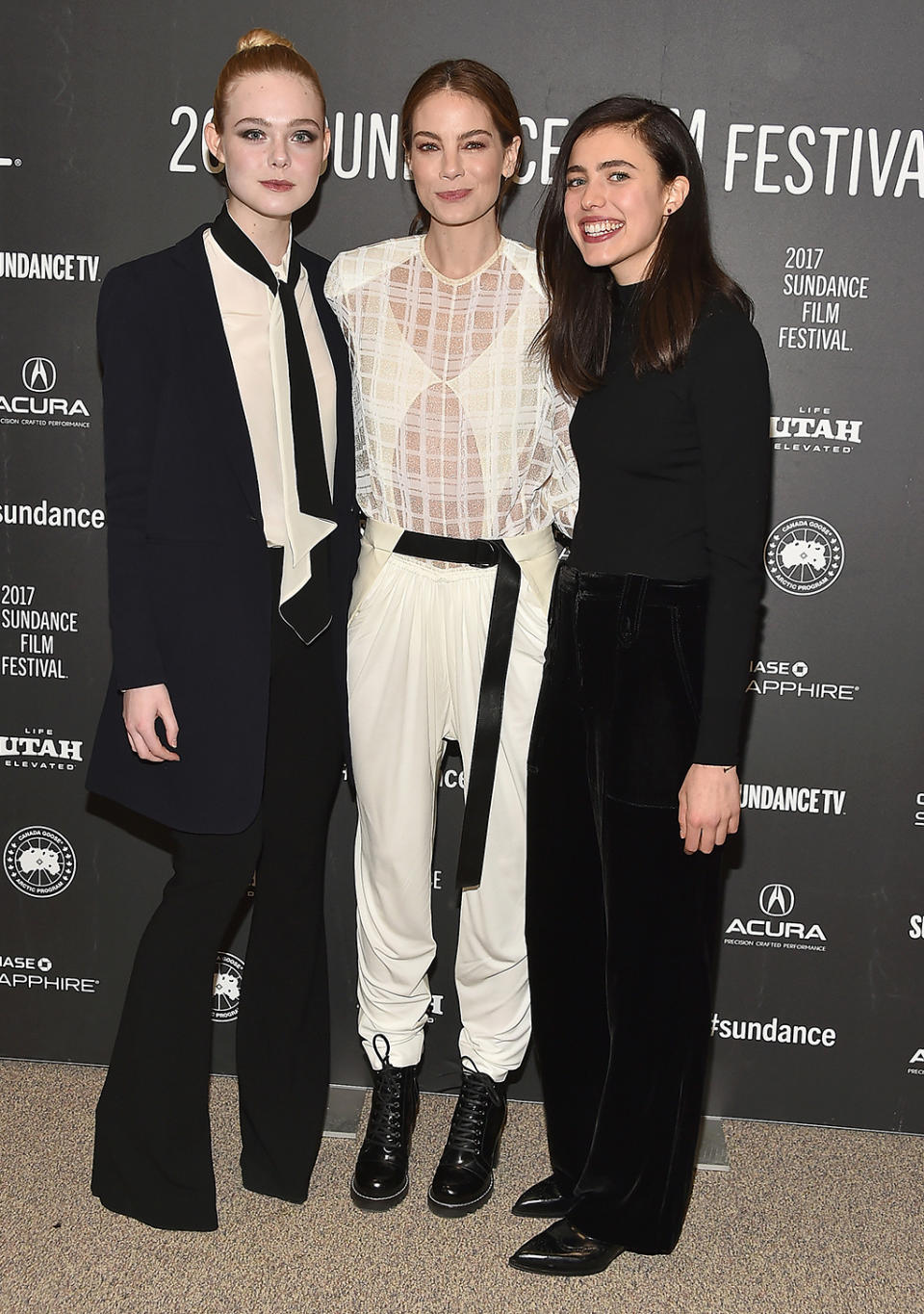 Elle Fanning, Michelle Monaghan, and Margaret Qualley