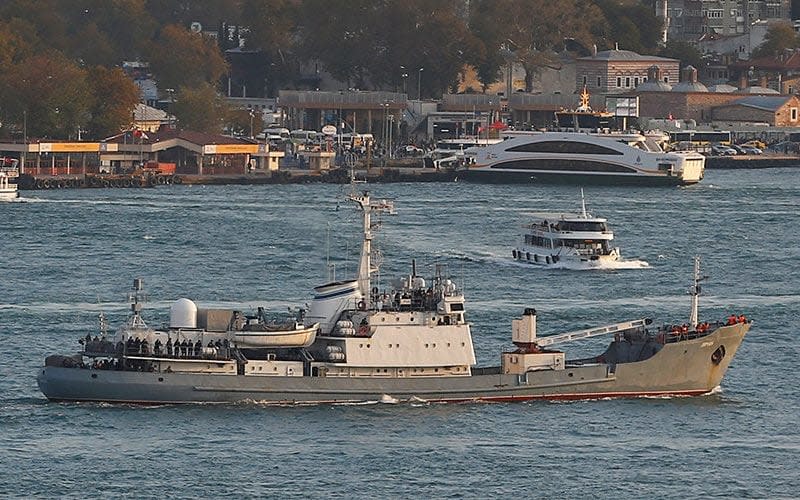 Russian Navy's reconnaissance ship sails in the Bosphorus  - Reuters