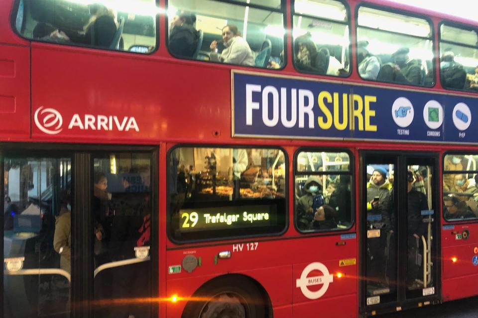 A crowded 29 bus makes its way to Trafalgar Square (Barney Davis)