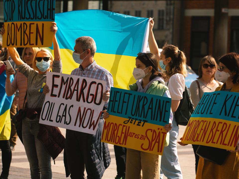 A protest against the Ukraine war in Cologne, Germany.