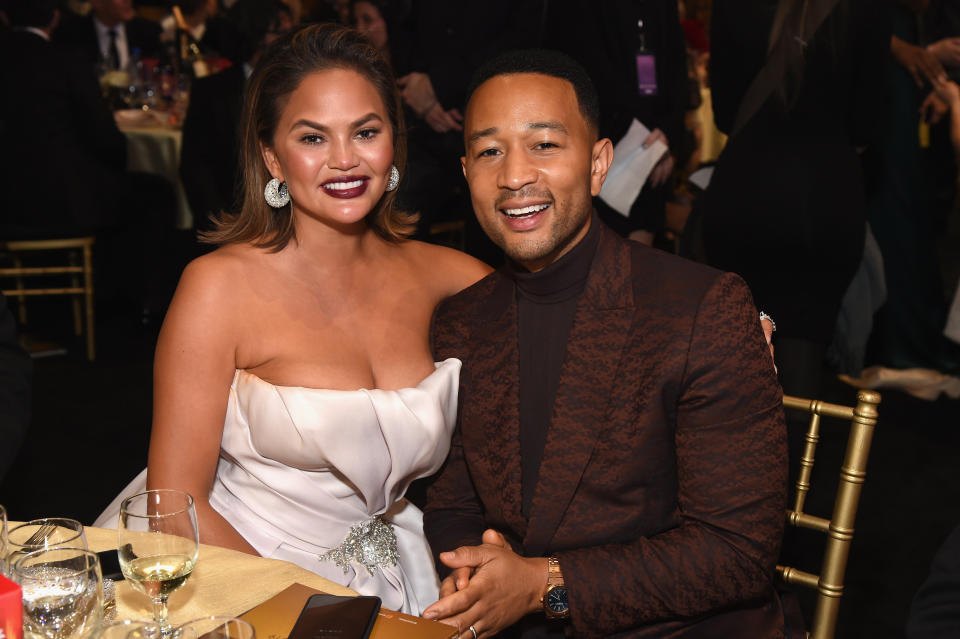 Chrissy Teigen and John Legend are parents to Luna, 2, and Miles, 8 months this week. (Photo: Michael Kovac via Getty Images)