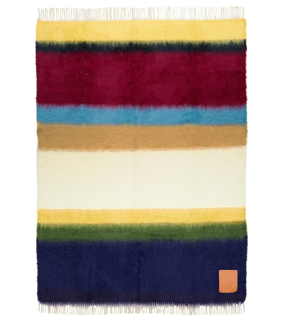 23) Striped mohair and wool blanket