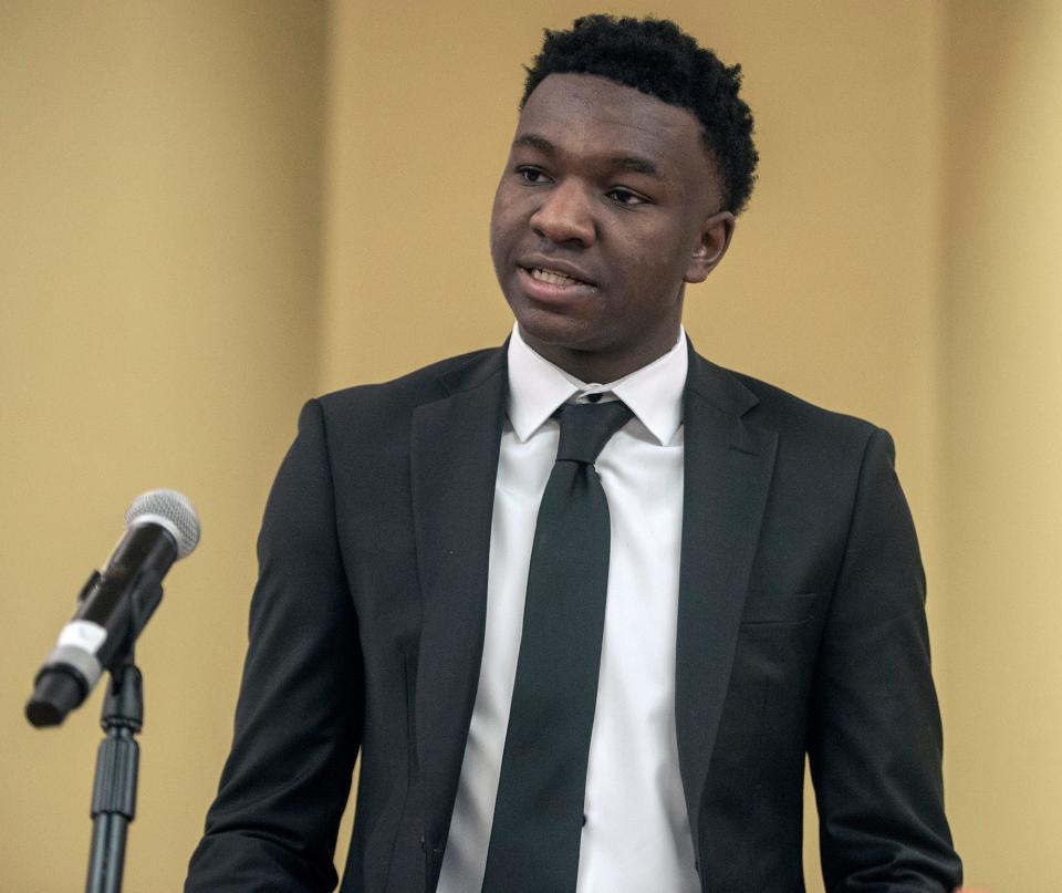 Jaden Barrack-Anidi was the youth presenter at the Greater Framingham Community Church's 37th annual Dr. Martin Luther King Jr. Celebration, Jan. 15, 2024.