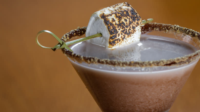 toasted marshmallow on chocolate martini