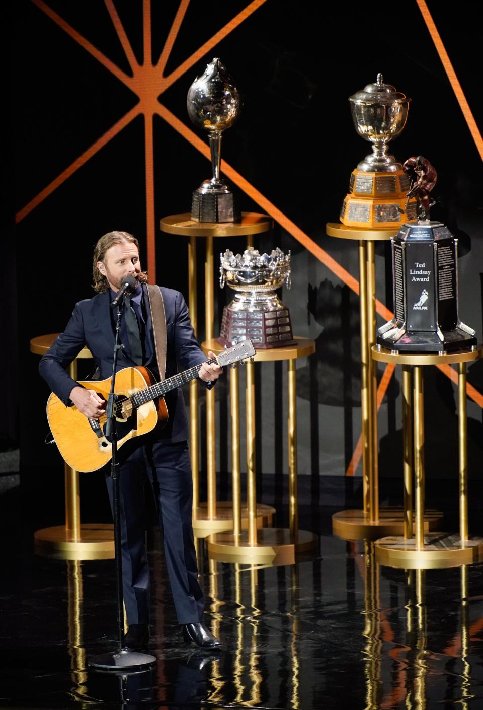 Dierks Bentley performs during the NHL Awards at Bridgestone Arena on Monday, June 26, 2023, in Nashville, Tennessee.