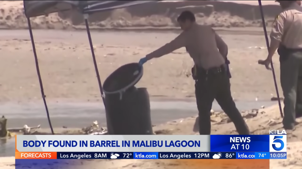 "Body found in Barrel in Malibu Lagoon"