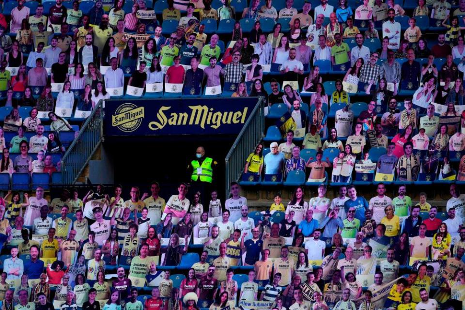 Carboard cutouts – and a steward – at Villarreal this season.