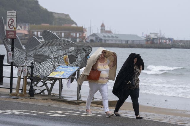 People on sea front in Scarborough