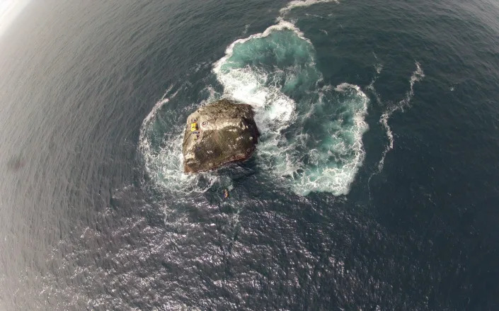 The tiny islet 90ft high is situated in the North Atlantic Ocean, about 240 miles west of the Outer Hebrides
