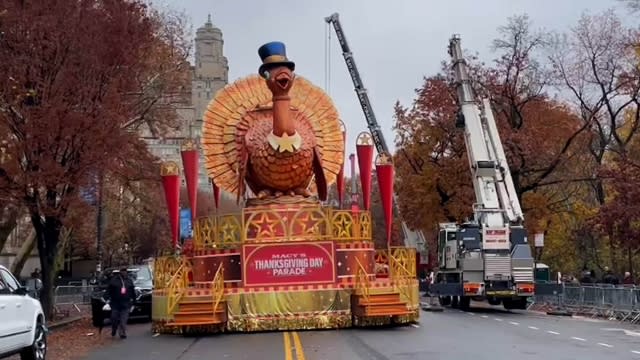 New York City prepping for Macy's Thanksgiving Day Parade.