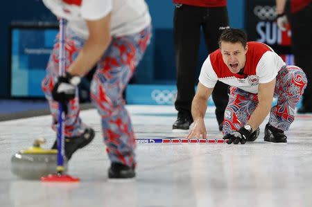 FILE PHOTO - Curling - Pyeongchang 2018 Winter Olympics - Men's Round Robin - Switzerland v Norway - Gangneung Curling Center - Gangneung, South Korea - February 17, 2018 - Thomas Ulsrud of Norway shouts. REUTERS/Cathal McNaughton