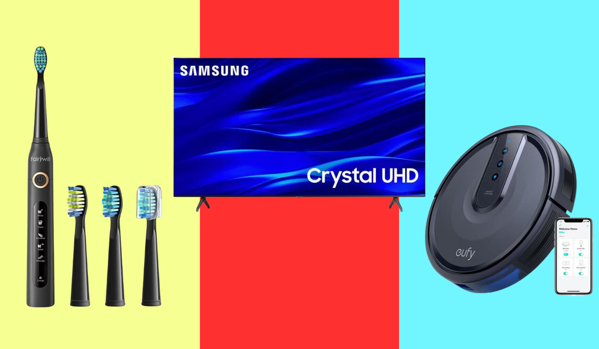 an electric toothbrush, TV and robo-vac on sale at walmart