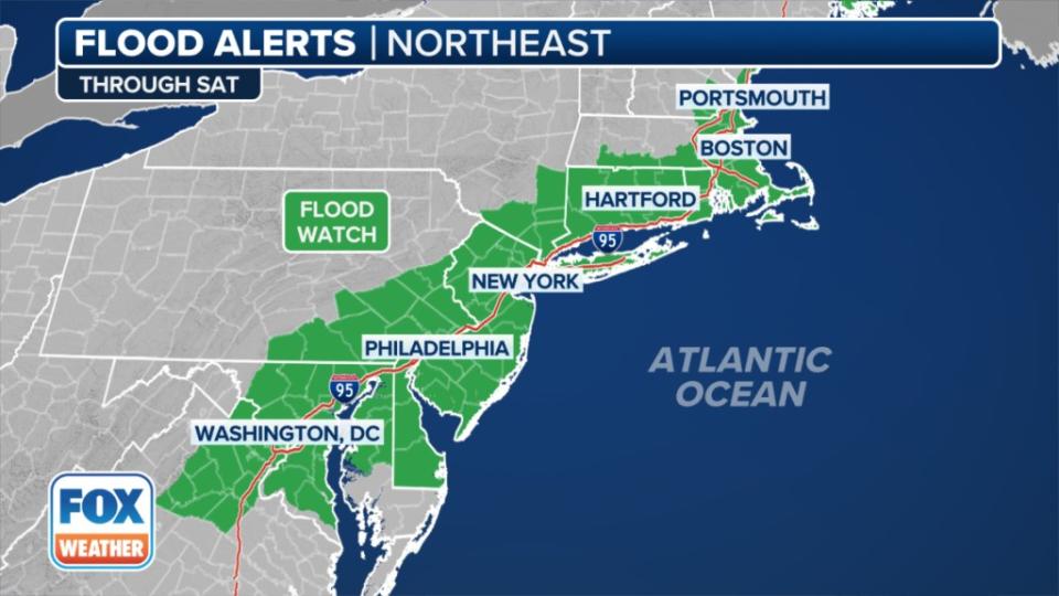 Flood Watches have been issued from Washington D.C. all the way up to Maine along the I-95 corridor. FOX Weather