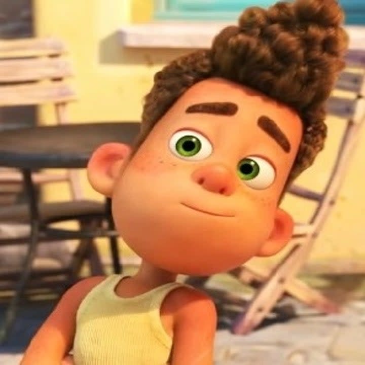 Alberto from Disney Pixar's Luca tilting his head with a slight smile